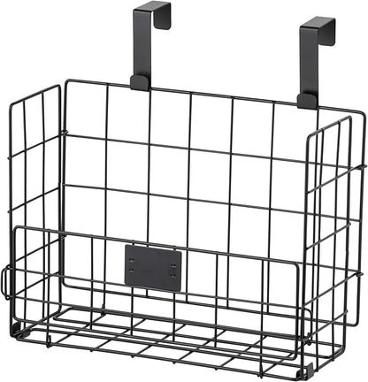 IRIS USA Over The Door Organizer, 3 Pack, Hanging or Wall Mounted Metal Wire Basket, Spice Rack Bathroom Cabinet Closet Laundry Pantry Door Organizer, Wall Baskets, Durable Easy Assembly, Black
