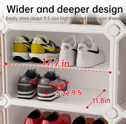 MAGINELS 6-Tier Shoe Rack,Expandable Plastic Shoe Cabinet. Shoe Storage with Door,Entryway, Closets, Hallway, and Bedroom.Accommodates Up to 24 Pairs of Shoes.Grey (6 Tier 24 Pairs（White）)