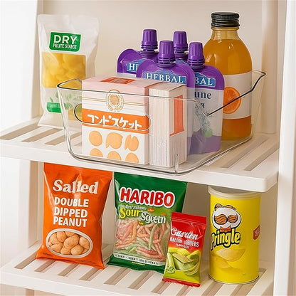 8 Pack Acrylic Pantry Storage Bins, Storage Bins for Cabinets, Clear Bins for Pantry, Cabinets, Organizing, Fridge, Kitchen (7.9” x 5.5” x 3.2”)