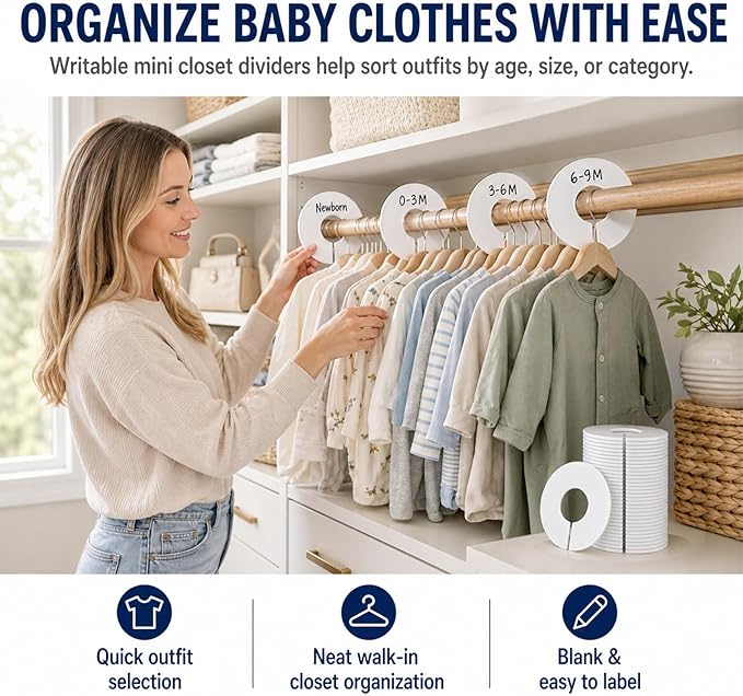 30pcs Closet Dividers Baby Clothes Organizers - Girl Boy Closet Organizers Clothes Dividers Closet Labels Closet Separators Garment Organizer Boutique Clothing Rack Dividers Hanger Dividers Hanger