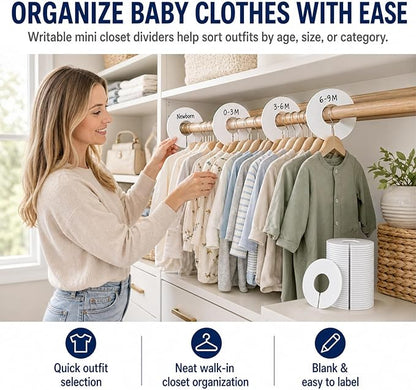 30pcs Closet Dividers Baby Clothes Organizers - Girl Boy Closet Organizers Clothes Dividers Closet Labels Closet Separators Garment Organizer Boutique Clothing Rack Dividers Hanger Dividers Hanger