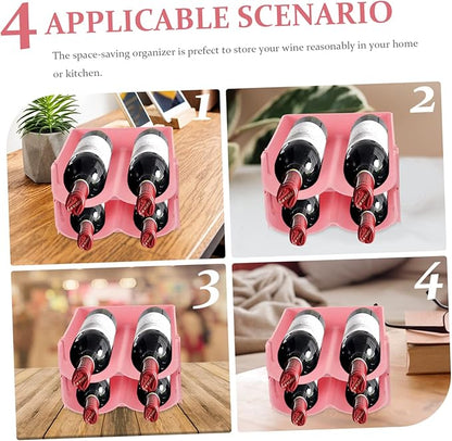 MERRYHAPY 4pcs Stackable Can Holder Drink Organizer for Refrigerator Stylish Storage Rack for Cans and Bottles Space-Saving Design Pink for Home and Pantry Use