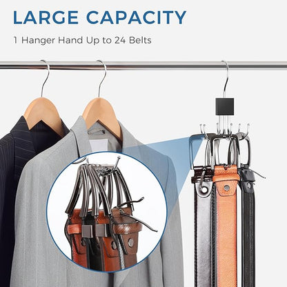 Belt Hanger, Belt Organizer for Closet 360° Rotatable Max 24 Belt Storage Space Saving Closet Organizers and Storage for Belt, Bra, Tank Top, Tie, Scarf, Purse 1Pcs