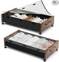 KITHELP Wooden Under Bed Storage with Wheels, Rolling Under the Bed Storage Bins with Removable Lid, Metal Under Bed Drawers for Clothes and Shoes in Bedroom or Living Room(Vintage Brown-2pack)