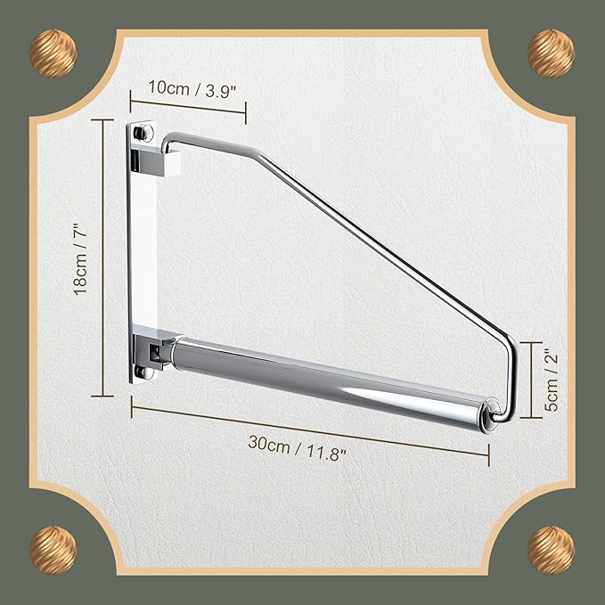 NEWRAIN Laundry Hanger, Wall Mounted Clothes Hanger with Swing Arm Holder Brass Hanging Drying Rack Space Saver,Chrome