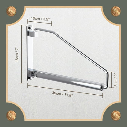 NEWRAIN Laundry Hanger, Wall Mounted Clothes Hanger with Swing Arm Holder Brass Hanging Drying Rack Space Saver,Chrome