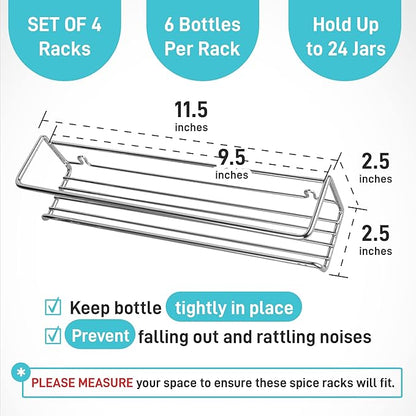 Ultimate Hostess Spice Rack Wall Mounted 4 Tier – Space-Saving Kitchen Spice Organizer for Seasonings – Screw or Adhesive Hanging – Wall Mount Hanging Spice Rack for Wall, Cabinet, Pantry Door