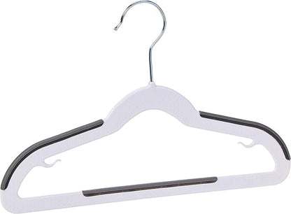Amazon Basics Plastic Kids Clothes Hangers, Non-Slip, White and Black, 12.8" x 8" x 0.2", 30-Pack