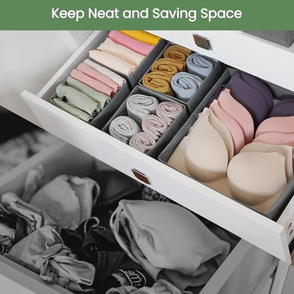 Criusia Drawer Organizer Clothes,16 Pack Underwear Drawer Organizers, Foldable Closet Organizers and Storage Dresser Drawer Dividers Clothing Organizer for Clothes, Socks, Scarves, Bra, Ties (Grey)