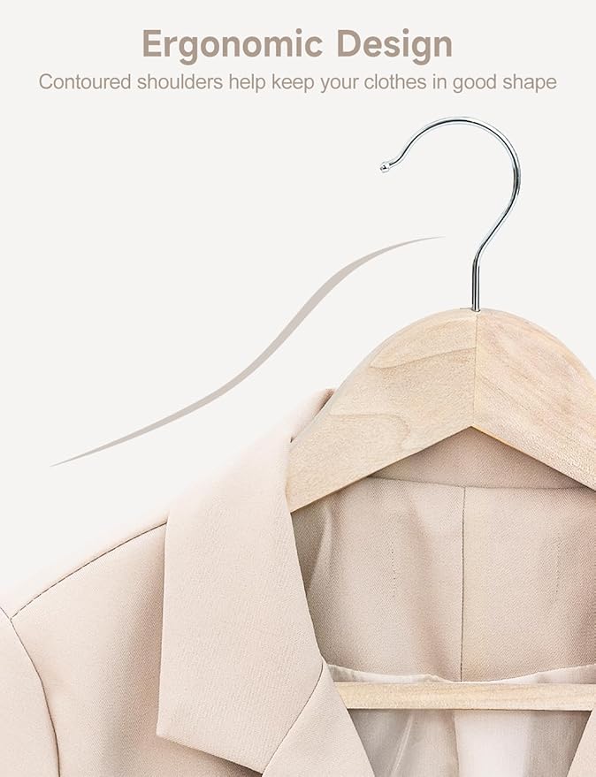 StorageWorks Clothes Hanger 30 Pack, Wooden Coat Hangers for Shirts, Jackets, Pants, Suits, Sweaters, Lotus Wood
