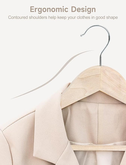 StorageWorks Clothes Hanger 30 Pack, Wooden Coat Hangers for Shirts, Jackets, Pants, Suits, Sweaters, Lotus Wood