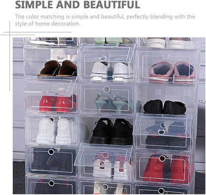 VICASKY Pp Plastic Shoe Storage Boxes, 4pcs Drawer-type Stackable Shoe Containers for Men and Women, Home Closet Organization and Sneaker Storage