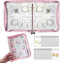 Jewelry Organizer Travel,Jewelry Storage Book with 80 Small PVC pouches,Portable Jewelry Organizer Zipper Bags for Necklaces Bracelet Rings and Earrings (front cover removable),Pink