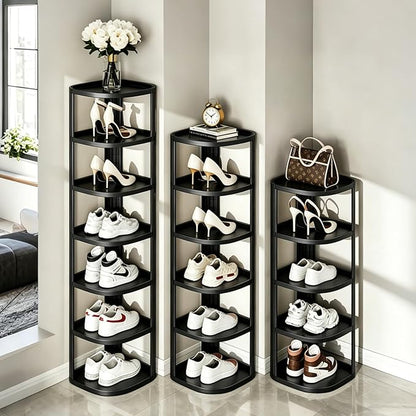 UFORU 6 Tier Vertical Shoe Rack,Corner Shoe Organizer for Entryway,Narrow Free Standing Shoe Organizer for Small Spaces,Tall Shoe Rock for Closet,Easy Assembly Shoe Storage Stand