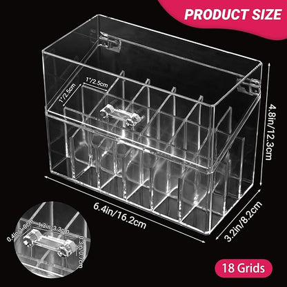 Acrylic Lipgloss Lip Gloss Holder & Rollerball Perfume Organizer for Compact Essential Oil Rollerball Perfume Holder, Makeup Brush, 18 Slots Tubular Storage Display Cabinet With Cover