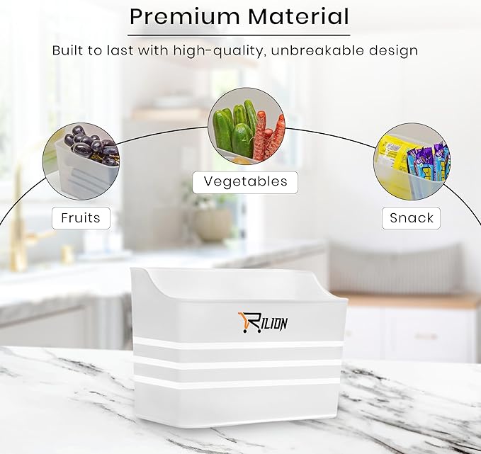 Fridge Storage Boxes (Pack of 4) Freezer & Refrigerator Organizer Containers Kitchen Storage Container Set Kitchen Accessories Items for Home 1200 ml Food Storage Box