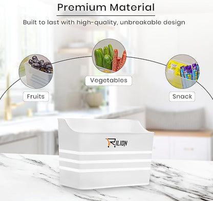 Fridge Storage Boxes (Pack of 4) Freezer & Refrigerator Organizer Containers Kitchen Storage Container Set Kitchen Accessories Items for Home 1200 ml Food Storage Box