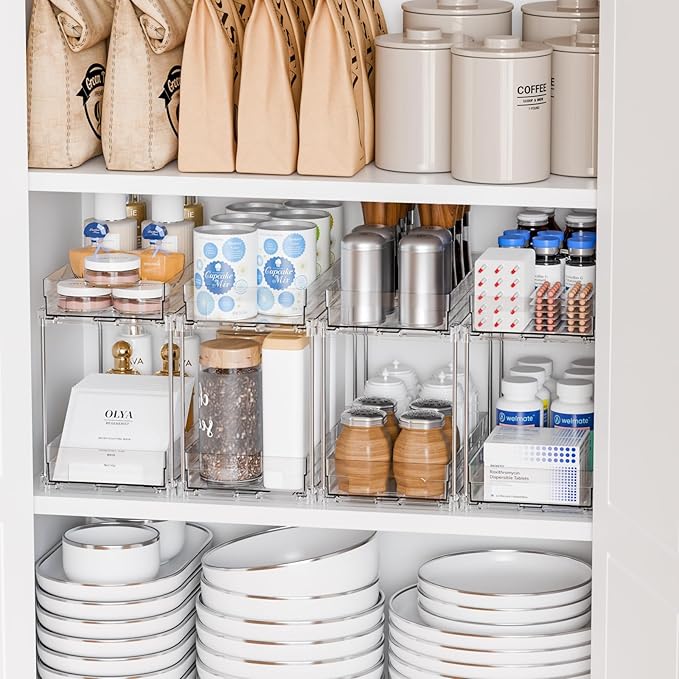 Yieach 2 Tier Vertical Spice Rack Pull Out,10.4'' Deep Narrow Slide Out Spice Rack Organizer for Inside Cabinets,Kitchen,Pantry,Cupboard Seasoning,Can,Jar Organizer and Medicine Cabinet Storage
