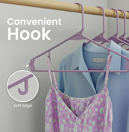 Utopia Home Plastic Hangers 50 Pack - Clothes Hanger with Hooks - Durable & Space Saving Coat Hanger - Heavy Duty Purple Hangers - Skirt Hangers