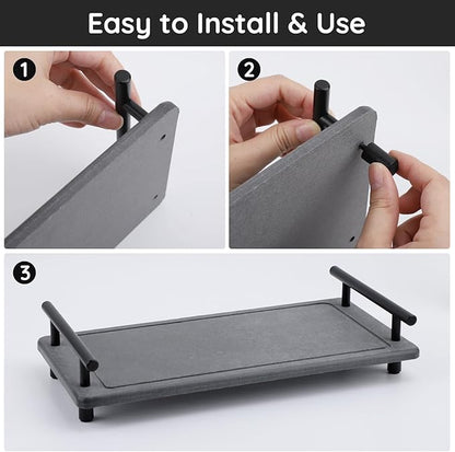 Segbeauty 12x6in Large Vanity Tray, Instant Stone Drying Mat for Bathroom Kitchen Counter, Diatomaceous Fast Dry Soap Organizer With Handle