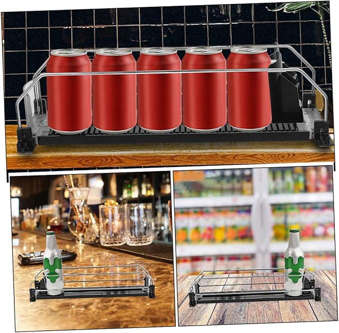 Toyvian Automatic Pusher Refrigerator Drinks Organizer Fridge Can Dispenser for Soda and Bottled Beverages Stable Material with Smooth Finish for Neat Easy-access Beverage Storage