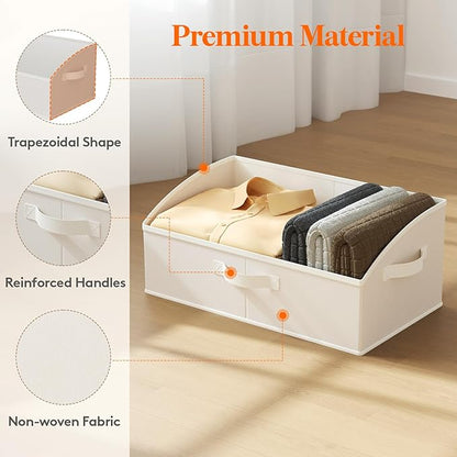 Lifewit Trapezoid Closet Storage Bins for Shelf, 6 Packs Non-woven Closet Organizer Baskets with Handles, Foldable Clothes Containers Boxes for Clothing, Book, Purse, 23L, Extra Large, White