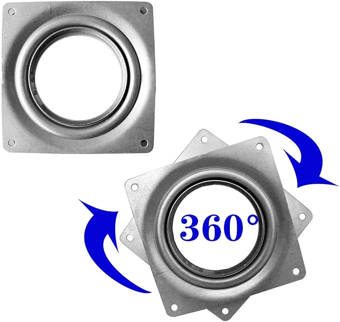 8Pack Lazy Susan Hardware, 4INCH Square Rotating Bearing Plate, 300lbs Capacity Lazy Susan Turntable Bearing for for Serving Trays, Kitchen Storage Racks, Craft Table, Zinc Plated Steel Swivel Plate
