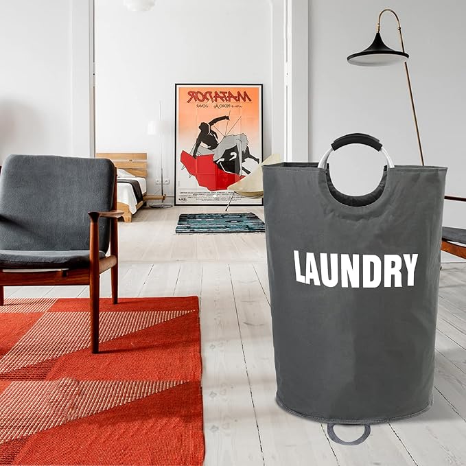Maxsilan 160L XX-Large Laundry Basket, Freestanding Tall Clothes Hamper, Collapsible Laundry Bag, Dark Grey
