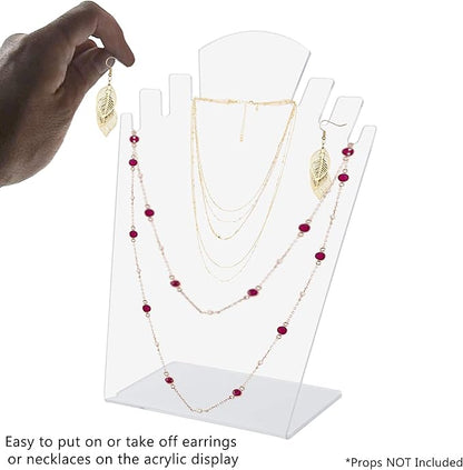 Marketing Holders Jewelry Set Display 3 Slot Clear Acrylic 6.75" x 9.5" Slant Back Stand Holds Bracelets Anklets Necklaces Use at Accessory Outlets Secondhand Shops Fashion Boutiques Portable