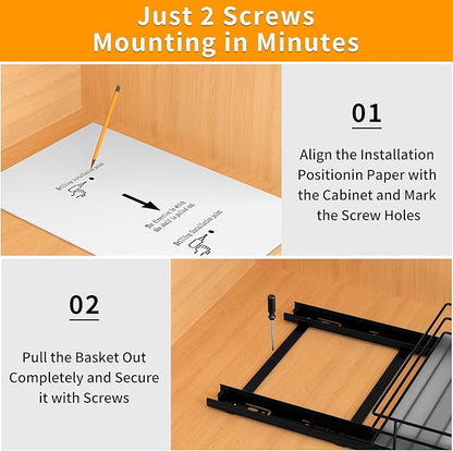 BOIVSHI Pull Out Spice Rack Organizer for Cabinet, Heavy Duty Slide Out Spice Rack Organizer for Kitchen Cabinets and Pantry, Fits Spices, Sauces, Canned Food (8.5''Wx10.5''Dx2.5''H)