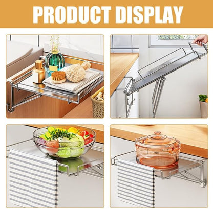 VOSAREA Cabinet Door Organizer Foldable Shelf for Kitchen Spice Storage Easy to Install over The Cabinet Hanging Shelf for Efficient Space Saving and Daily Use Essentials