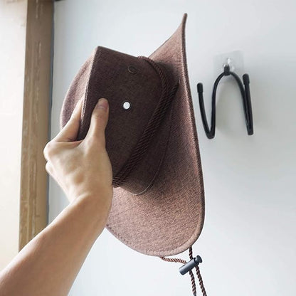Cowboy Hat Rack Hat Holder Hat Organizer Hat Hanger Hat Wall Mount - Adhesive Metal Hooks - Easy to install - 4 Pack - No Hat