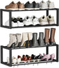 Homeiju Hanging Shoe Organizer,2 Pack Wall Mounted Shoe Rack Holds 12 Pairs,Space Saving Metal Wall Shoe Rack,Hanging Shoe Rack Shoe Holder for Small Space,Entryway,Closet,RV,Camper（Black