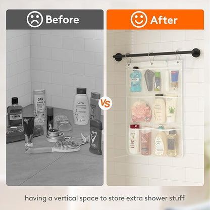 Lifewit Cruise Essentials Shower Caddy Must-Have, 7 Pockets Hanging Bathroom Organizer with Quick-Dry Mesh, Portable Shower Bag to Storage Soap, Shampoo, for RVing, Travel, Camping, White, 2 Packs