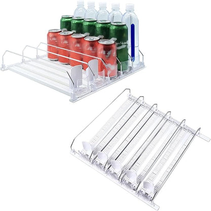 Tyenaza 38cm Fridge Drink Dispenser, Adjustable Refrigerator Self Pushing Soda Can Dispenser for Beer Pop Can (5PCS)