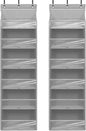 Door Shoe Organizer with 6 Extra Large Pockets and 12 Side Pockets, Large Capacity Hanging Storage Organizer with Clear Window for Shoes, Diapers, Grey, 6 Layers, 2-Pack