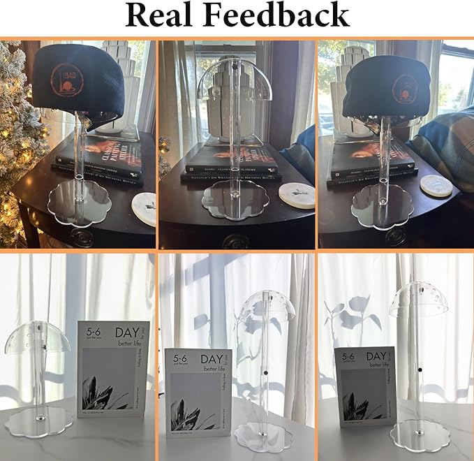 2 Pack Acrylic Wig Hat Display Stand Height Adjustable, Clear Wig Display Rack Stand Countertop Domed Hat Holder, Tabletop Baseball Cap Hat Stands for Shop Window Display(9.8"-16.5" H)