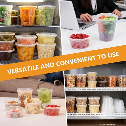 NESCCI 72 Sets (144-Piece) Deli Containers with Lids, 32oz X 72 Set Each, Leak-Proof & BPA Free Airtight Takeout Plastic Food Storage Containers for Soup, Meal Prep,Microwave/Freezer Safe