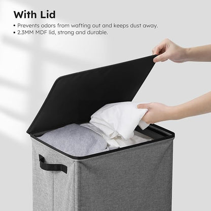 SOLEDI Laundry Hamper with Lid 100L Large & Tall Collapsible Laundry Basket, Clothes Hamper with Bag Removable Easy to Carry, Dirty Hampers for Bedroom, Bathroom, Dorm, College, Grey