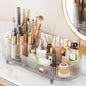 Rotating Makeup Organizer for Vanity with Brush Holder, Cosmetic Makeup Storage Organizer, Large Spinning Makeup Skincare Organizer, Countertop Makeup Perfume, Lotions Display Case (Transparent)