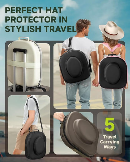 BRANTMAKER Cowboy Hat Box, Cowboy Hat Case for Travel, Crush Proof Storage for Western/Panama/Fedora, Carrier with Adjustable Shoulder Strap & Brush