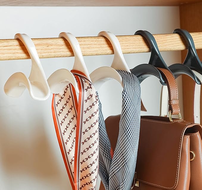 7pcs Purse Hanger, Handbag Organizer Hooks, Handbag Hanger, Hook Bag Rack Holder, Closet Rod Hanger for Bags/Purses Hanging, Bag Collection/Shape Protecting, Space Organizing (BH-001 White)