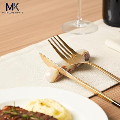 Marble Utensil Rest Green Onyx for Kitchen Counter, Perfect Spoon and Cutlery Holder, Keeps Counter Clean and Organized, Modern Kitchen Accessory for Daily Use