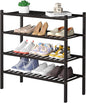 ROMGUAR CRAFT 4 Tier Bamboo Shoe Rack for Closet Free Standing Wood Shoe Shelf for Entryway Small Space Stackable 27"x11"x26" (Brown)