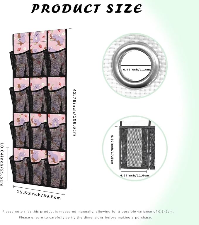 Koala 1 Packs Narrow Over the Door/Wall Shoe Organizer,Nursery Organization,Over The Door Organizer,Small Hanging Shoe Rack for Closet with Mesh Pocket for Bathroom,Foldable