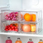Clemate 4Pack Clear Stackable Kitchen Storage Organizer,Pantry Organizers and Storage,Foods Organizer Bins with Handles, Easily Assemble for Bathroom, Kitchen, Refrigerator, Pantry, Cabinet, Closet