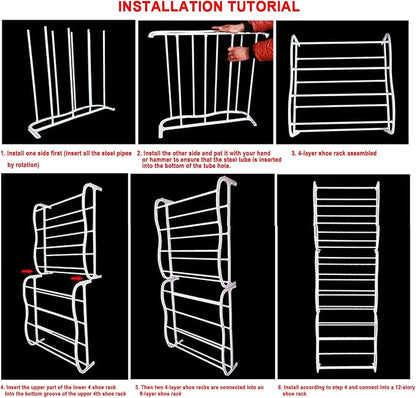 Fancy Buying Over The Door Shoe Rack Holder - 36 Pair Shoes Hanging Shelf Storage Shoe Organizer with Hooks