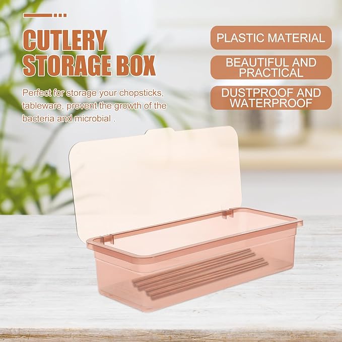 BESTOYARD Box Compact Cutlery 11x5In Organizer Fork Utensil Storage Container Flatware Holder Basket Silverware Tray with Lid Chopsticks Case Utensil Organizer Spoon Red Storage Supplies re-usable