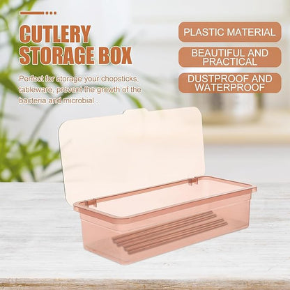 BESTOYARD Box Compact Cutlery 11x5In Organizer Fork Utensil Storage Container Flatware Holder Basket Silverware Tray with Lid Chopsticks Case Utensil Organizer Spoon Red Storage Supplies re-usable