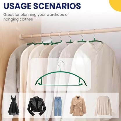 Jiang&Rong 30 Pack 16 Inch Rubber-Coated Non-Slip Metal Hangers - Heavy Duty No Bump Closet Hangers for Coats, Shirts, Suits, Sweaters (30-Pack, Green)